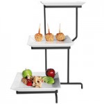Cal-Mil PP1033-39 Prestige Platinum Wide Frame Three Tier Wire Stand with Porcelain Platters - 23