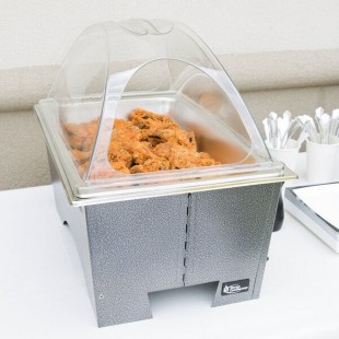 Sterno Full Size Silver Vein Fold Away Chafer with Clear Dome Cover and Full Size Pan Sterno Full Size Silver Vein Fold Away Chafer with Clear Dome Cover and Full Size Pan