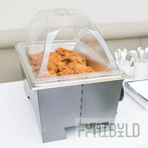 Sterno Full Size Silver Vein Fold Away Chafer with Clear Dome Cover and Full Size Pan