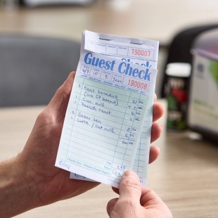 Choice 1 Part Green and White Paper Guest Check with Top Guest Receipt - 10/Pack Choice 1 Part Green and White Paper Guest Check with Top Guest Receipt - 10/Pack