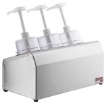 Steril-Sil 30 oz. 3-Compartment Stainless Steel Condiment Dispenser Kit with Blue Cylinders and Dome Top Pump Lids