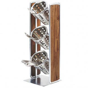 Cal-Mil 3715-49 Mid-Century 3-Cylinder Vertical Flatware / Condiment Display with Chrome Accents Cal-Mil 3715-49 Mid-Century 3-Cylinder Vertical Flatware / Condiment Display with Chrome Accents