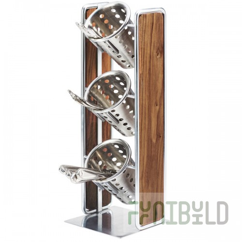 Cal-Mil 3715-49 Mid-Century 3-Cylinder Vertical Flatware / Condiment Display with Chrome Accents