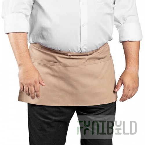Uncommon Chef 3067 Khaki Customizable Waist Apron with 3 Pockets - 11