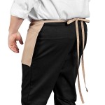Uncommon Chef 3067 Khaki Customizable Waist Apron with 3 Pockets - 11 Uncommon Chef 3067 Khaki Customizable Waist Apron with 3 Pockets - 11