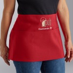 Choice Red Poly-Cotton Standard Waist Apron with 3 Pockets - 12