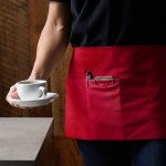 Choice Red Poly-Cotton Standard Waist Apron with 3 Pockets - 12