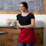 Choice Red Poly-Cotton Standard Waist Apron with 3 Pockets - 12