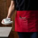 Choice Red Poly-Cotton Standard Waist Apron with 3 Pockets - 12