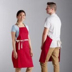 Choice Red Poly-Cotton Standard Waist Apron with 3 Pockets - 12