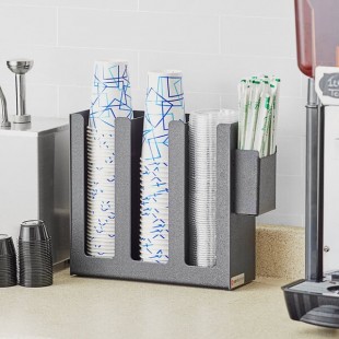ServSense Black 3-Section Vertical Cup and Lid Organizer - 12 1/2