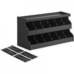 ServSense Black 3-Section Vertical Cup and Lid Organizer - 12 1/2