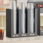 ServSense Black 3-Section Vertical Cup and Lid Organizer - 12 1/2