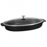Spring USA Motif Cook & Serve 3 Qt. White Non-Stick Shallow Oval Roaster with Cover 8265-2/38