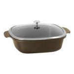 Spring USA Motif Cook & Serve 3 Qt. White Non-Stick Shallow Oval Roaster with Cover 8265-2/38