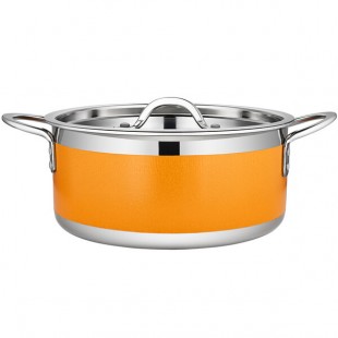 Bon Chef Country French X 4.28 Qt. Orange Stainless Steel Pot - 71302-CF2-O Bon Chef Country French X 4.28 Qt. Orange Stainless Steel Pot - 71302-CF2-O