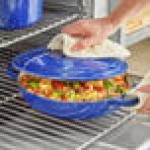 Valor 3.25 Qt. Galaxy Blue Enameled Cast Iron Brazier / Casserole Dish with Cover Valor 3.25 Qt. Galaxy Blue Enameled Cast Iron Brazier / Casserole Dish with Cover