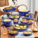 Valor 3.25 Qt. Galaxy Blue Enameled Cast Iron Brazier / Casserole Dish with Cover Valor 3.25 Qt. Galaxy Blue Enameled Cast Iron Brazier / Casserole Dish with Cover