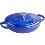 Valor 3.25 Qt. Galaxy Blue Enameled Cast Iron Brazier / Casserole Dish with Cover Valor 3.25 Qt. Galaxy Blue Enameled Cast Iron Brazier / Casserole Dish with Cover