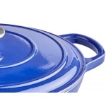 Valor 3.25 Qt. Galaxy Blue Enameled Cast Iron Brazier / Casserole Dish with Cover Valor 3.25 Qt. Galaxy Blue Enameled Cast Iron Brazier / Casserole Dish with Cover
