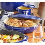 Valor 3.25 Qt. Galaxy Blue Enameled Cast Iron Brazier / Casserole Dish with Cover Valor 3.25 Qt. Galaxy Blue Enameled Cast Iron Brazier / Casserole Dish with Cover