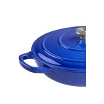 Valor 3.25 Qt. Galaxy Blue Enameled Cast Iron Brazier / Casserole Dish with Cover Valor 3.25 Qt. Galaxy Blue Enameled Cast Iron Brazier / Casserole Dish with Cover