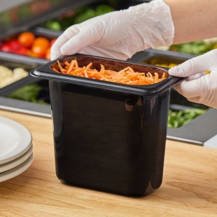 Carlisle 3068803 StorPlus 1/9 Size Black Polycarbonate Food Pan - 6 Carlisle 3068803 StorPlus 1/9 Size Black Polycarbonate Food Pan - 6