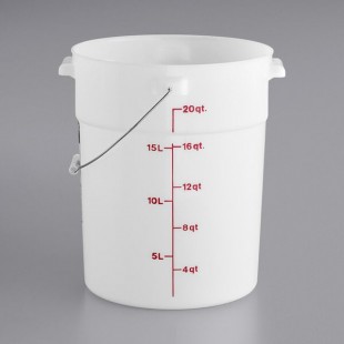 Cambro 22 Qt. White Customizable Round Polyethylene Bucket With Handle Cambro 22 Qt. White Customizable Round Polyethylene Bucket With Handle