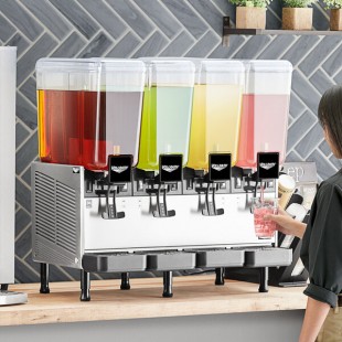 Vollrath VBBE4-37-S Quadruple 5.28 Gallon Bowl Refrigerated Beverage Dispenser with Stirring Paddle Circulation - 115V