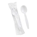 Choice White Heavy Weight Wrapped Polystyrene Plastic Soup Spoon - 1,000/Case Choice White Heavy Weight Wrapped Polystyrene Plastic Soup Spoon - 1,000/Case