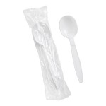 Choice White Heavy Weight Wrapped Polystyrene Plastic Soup Spoon - 1,000/Case Choice White Heavy Weight Wrapped Polystyrene Plastic Soup Spoon - 1,000/Case