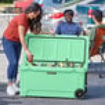 CaterGator CG100SFW Seafoam 110 Qt. Mobile Rotomolded Outdoor Cooler / Ice Chest