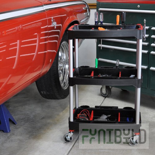 Luxor MC-3 Black 3 Shelf Mechanics Cart - 23