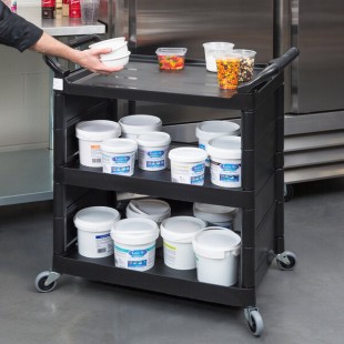 Rubbermaid® FG342100BLA Black Bussing Cart with End Panels