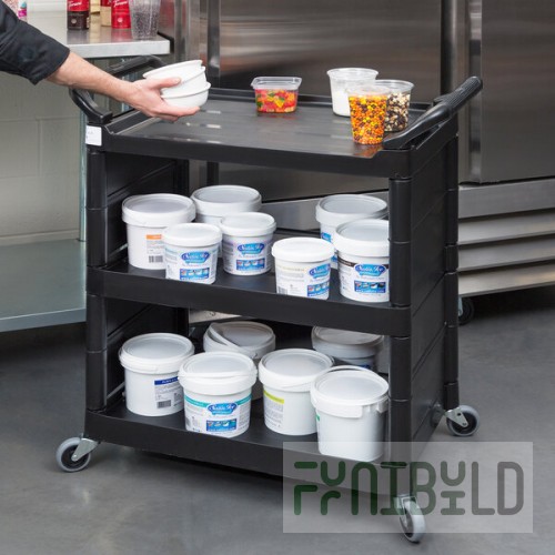 Rubbermaid® FG342100BLA Black Bussing Cart with End Panels