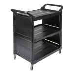 Rubbermaid® FG342100BLA Black Bussing Cart with End Panels Rubbermaid® FG342100BLA Black Bussing Cart with End Panels