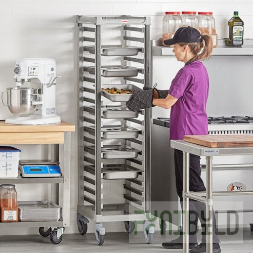 Cambro UGNPR11F18480 Camshelving® GN 1/1 Full Size 18 Pan Trolley Rack with Casters - Unassembled