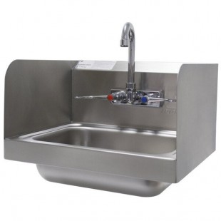 Advance Tabco 7-PS-66W Hand Sink with Splash Mounted Gooseneck Faucet and Side Splash Guards - 17 1/4