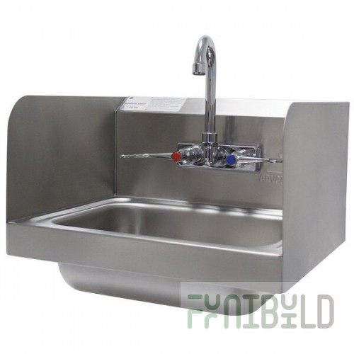Advance Tabco 7-PS-66W Hand Sink with Splash Mounted Gooseneck Faucet and Side Splash Guards - 17 1/4