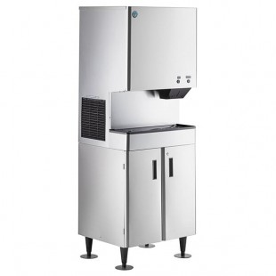 Hoshizaki DCM-300BAK Air-Cooled Cubelet Ice Maker and Water Dispenser with Floor Stand and Built-In Storage Bin - 343 lb., 115V