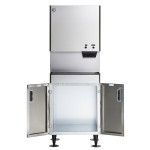 Hoshizaki DCM-300BAK Air-Cooled Cubelet Ice Maker and Water Dispenser with Floor Stand and Built-In Storage Bin - 343 lb., 115V