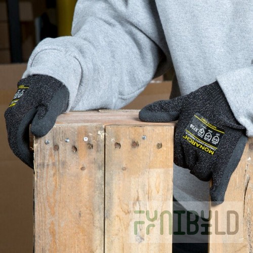 Cordova Monarch Black Engineered Fiber Cut Resistant Gloves with Black Latex Palm Coating - Large