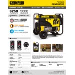 Champion Power Equipment 292 CC Gasoline Powered Portable Generator with Wheel Kit 100812 - 6,250 / 5,000W, 120/240V