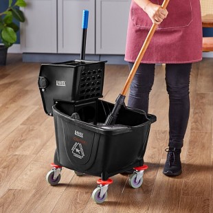 Lavex 35 Qt. Black Mop Bucket & Side Press Wringer Combo