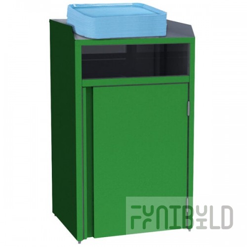 Lakeside 4410G Rectangular Stainless Steel Waste Station with Front Access and Green Laminate Finish - 26 1/2