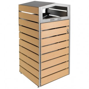Commercial Zone 736572 WoodView 42 Gallon Double-Sided Rectangular Trash Can with Dome Lid Top
