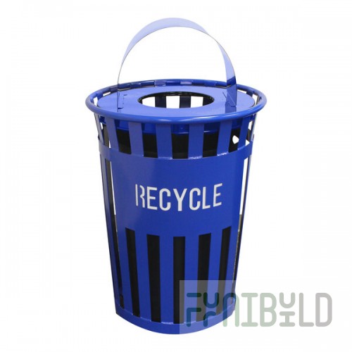 Witt Industries Oakley Eco M3601RE-MHT-BL 36 Gallon Blue Outdoor Recycling Bin with Metal Hood Top Lid