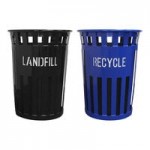 Witt Industries Oakley Eco M3601RE-MHT-BL 36 Gallon Blue Outdoor Recycling Bin with Metal Hood Top Lid Witt Industries Oakley Eco M3601RE-MHT-BL 36 Gallon Blue Outdoor Recycling Bin with Metal Hood Top Lid