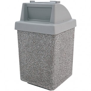 Wausau Tile TF1035 53 Gallon Concrete Square Trash Can with Plastic Push Door Lid and Tray Caddy Wausau Tile TF1035 53 Gallon Concrete Square Trash Can with Plastic Push Door Lid and Tray Caddy