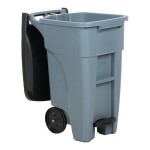 Rubbermaid® 1971944 128 Qt. / 32 Gallon Gray Step-On Wheeled Rectangular Trash Can with Lid